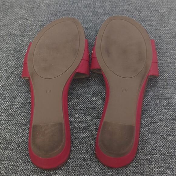 G by Guess Jeena Sandals Slides Slip-On Red Gold Logo Strap Women's Size 7.5 - Picture 6 of 6